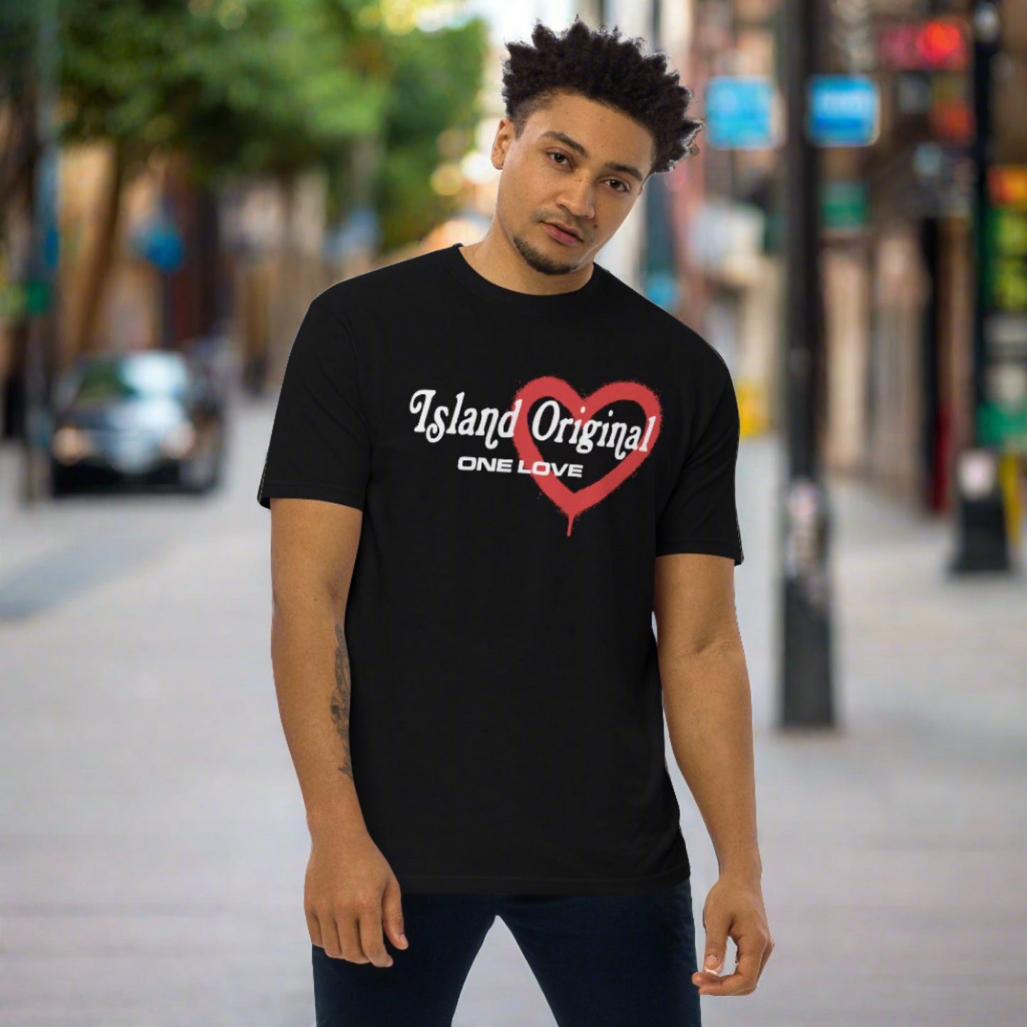 Unisex premium black "One Love" tee