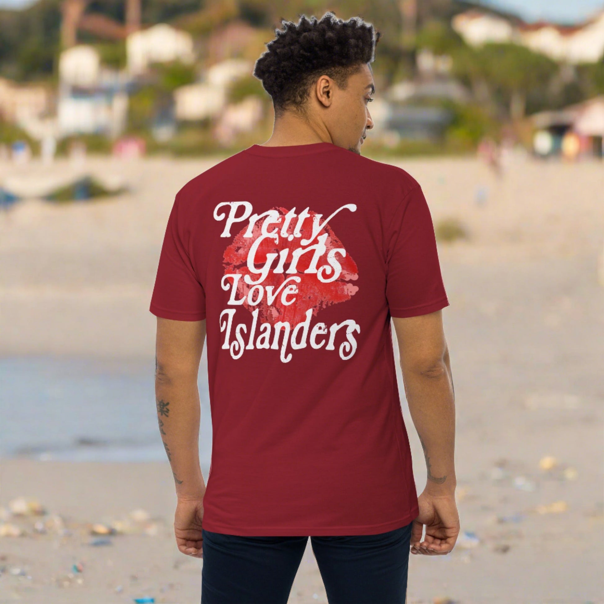 Unisex premium brick red "Pretty Girls Love Islanders" tee